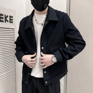 JK21-P108控148黑色社会小伙店主风假两件夹克外套图片