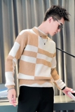 M21P68精神小伙卡其个性百搭拼色毛衣服店主秋冬修身针织衫，男装针织衫/毛衣，电商B363-1
