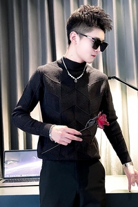 M26 P58 男士社会小伙半高领毛衣秋冬针织衫图片