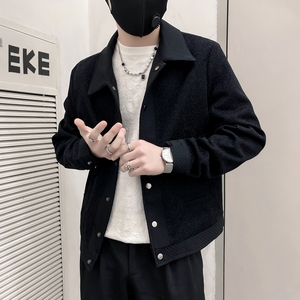 JK21-P108控148黑色社会小伙店主风假两件夹克外套图片