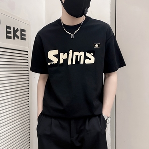 TX08-P48-2023社会小伙黑色时尚潮流百搭t恤潮牌字母印花短袖,男装T恤,电商B363-1