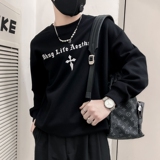 WY20-P58控78黑色春秋款潮流社会小伙卫衣男套头印花，男装卫衣，电商B363-1