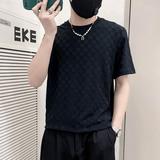 TX06-P48控68黑色冰丝夏季社会小伙痞帅店主风短袖t恤，男装T恤，电商B363-1