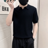 ZZ03-P58社会小伙男士休闲轻熟风针织衫套头日系高端翻领t恤潮牌，男装针织衫/毛衣，电商B363-1