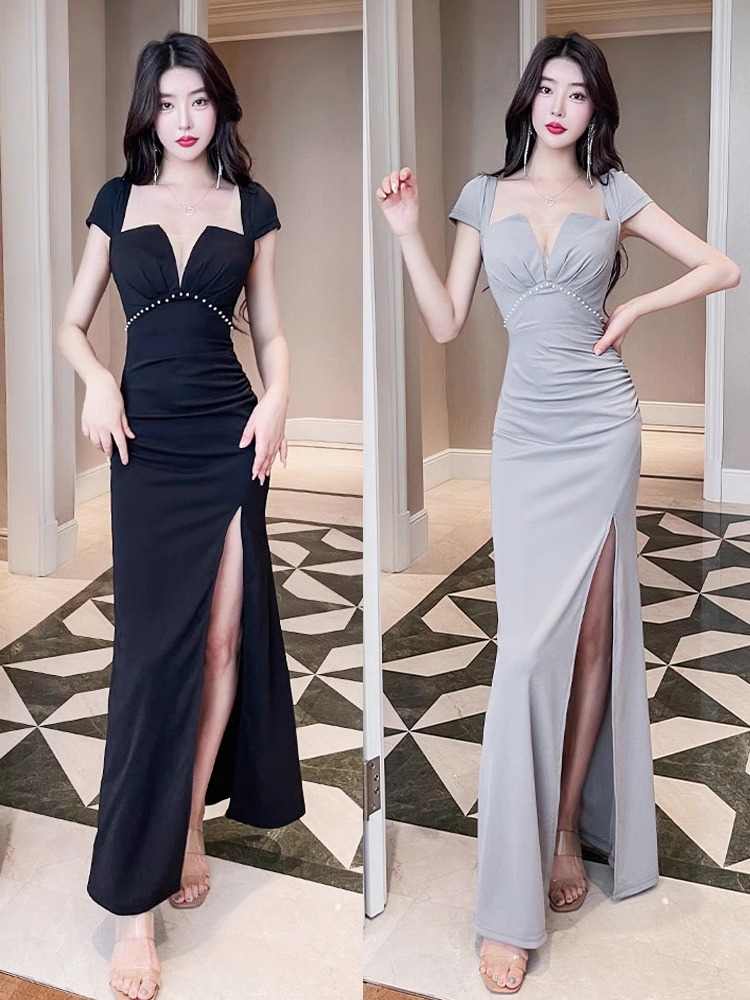 夜总店KTV佳丽小姐晚礼服性感连衣裙长款桑拿沐足spa按摩技师工衣