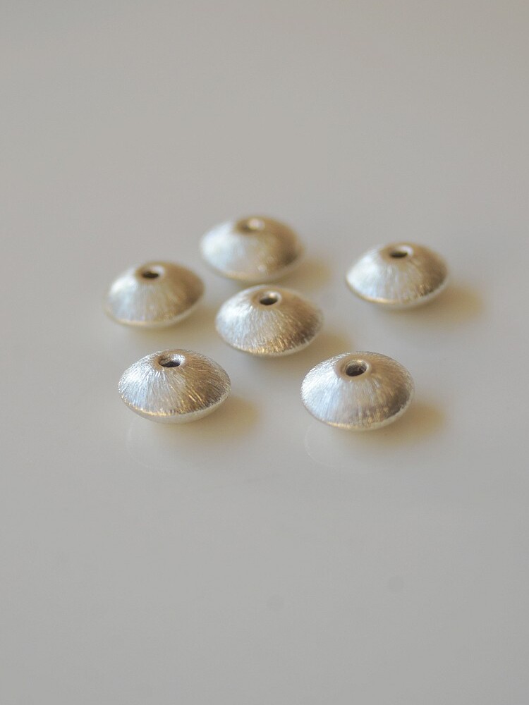 THAI HANDMADE SILVER FLYING SAUCER PEARLESCENT BRUSHED BRACELET SILVER BEADS HANDMADE BEADED SILVER JEWELRY ACCESSORIES LOOSE BEADS WOMEN