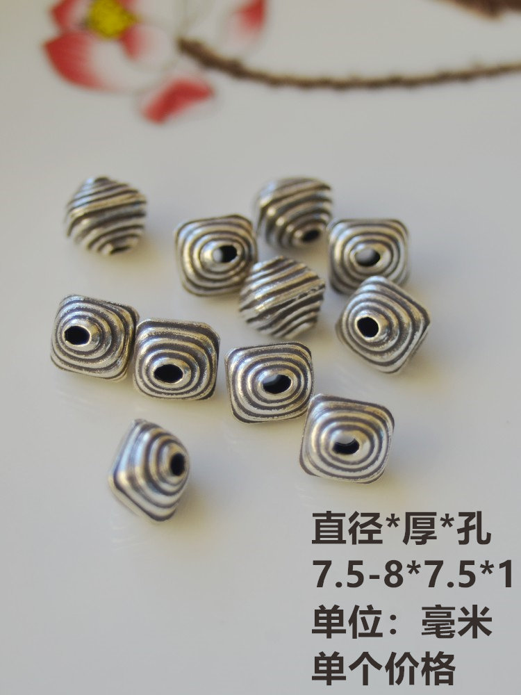 THAILAND CHIANG MAI HANDMADE SILVER  LOOSE BEADS IRREGULAR WINDING BEAD BEADS BRACELET BEADS DIY BRACELET BEADS MATCHING