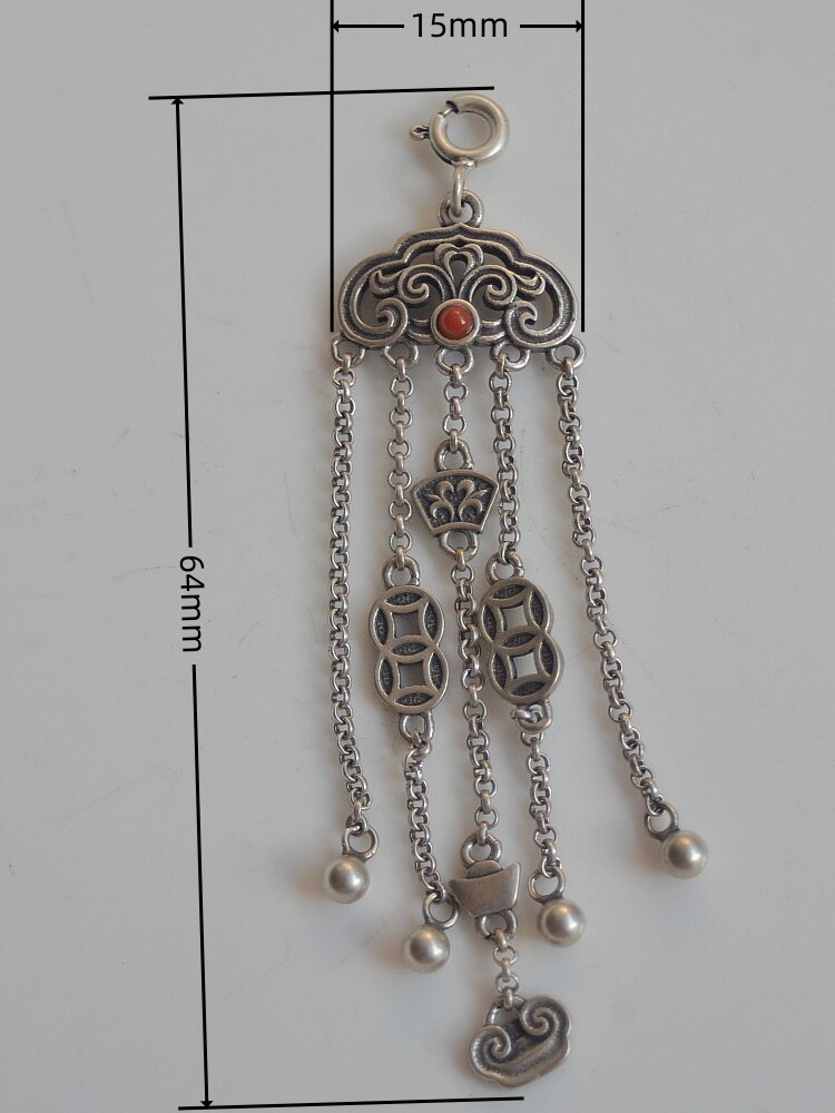 술 펜던트 RUYI 구리 동전 남부 붉은 옥으로 상감 DIY  주얼리 술 펜던트 실버 귀걸이