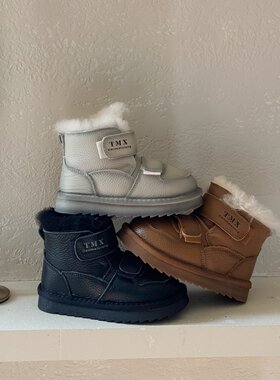 头层牛皮加厚绒防水雪地靴