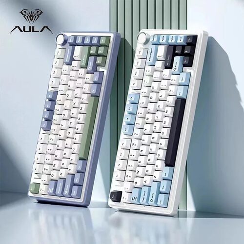 AULA狼蛛F75客制化机械键盘gasket结构全键热插拔无线三模RGB键帽