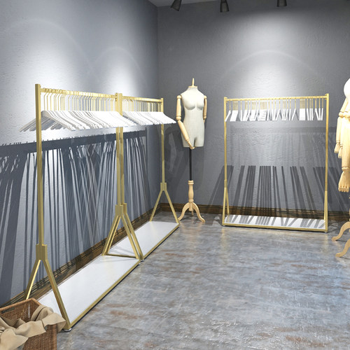 纳米金色服装店展示架落地