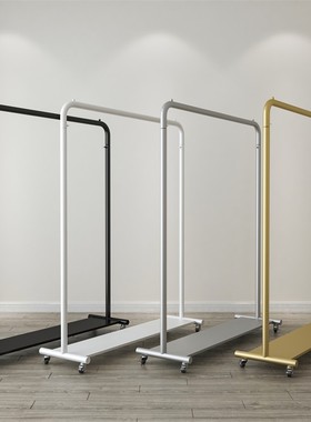 服装店展示架落地式女装货架金色挂衣架陈列组合店面侧挂专用带轮