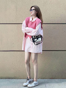2023早春装 女 茶系穿搭微胖秋冬连衣裙子奶乖温柔高级感衬衣两套装