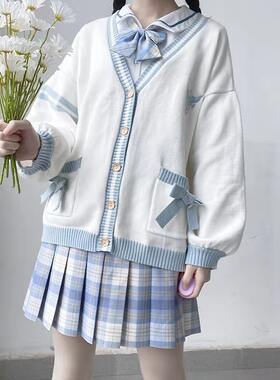 秋冬季针织开衫搭配可爱jk制服