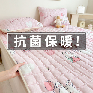 a类母婴级牛奶绒床盖高端2025新款冬加绒加厚夹棉防滑床单三件套