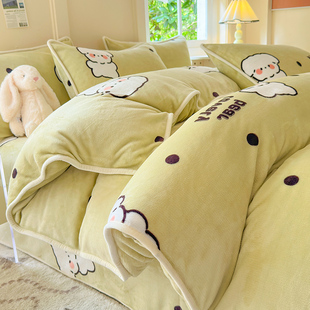 珊瑚牛奶绒被套冬季加绒加厚法兰绒毛绒冬天单独被罩单件毛毛被单