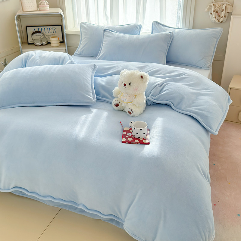 A类母婴可用加绒加厚牛奶绒被套