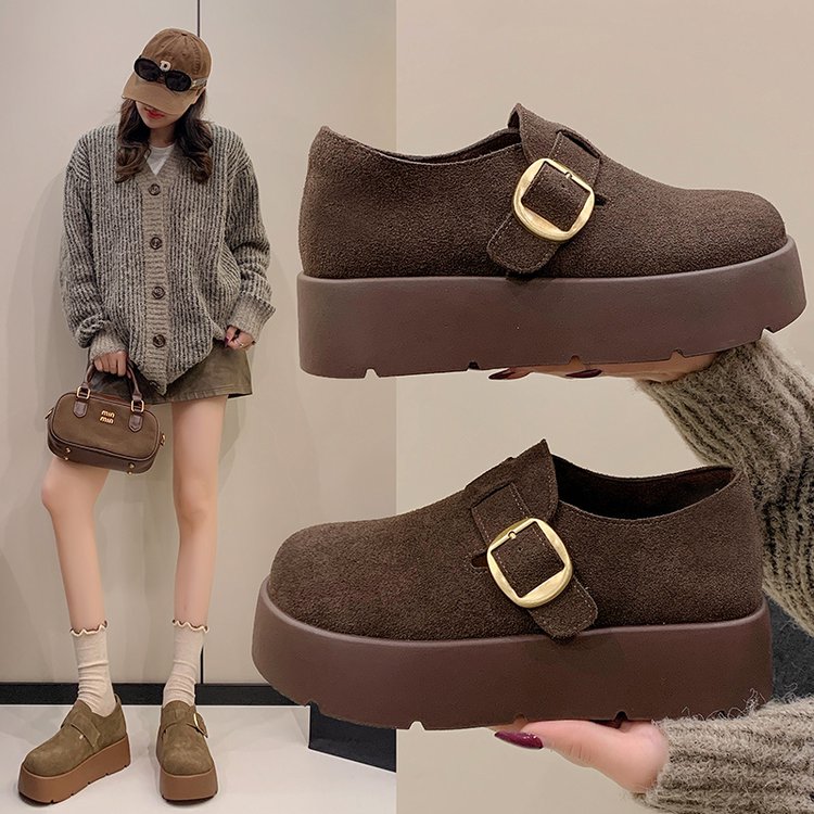 2025春季新款松糕底2025年冬季深口橡胶单鞋中跟(3-5