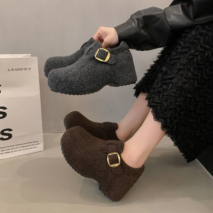 2025春季新款松糕底低跟(1-3cm)一脚蹬单鞋PU202