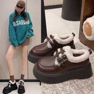 2025春季 圆头高跟 一脚蹬绒面布深口2025年冬季 新款