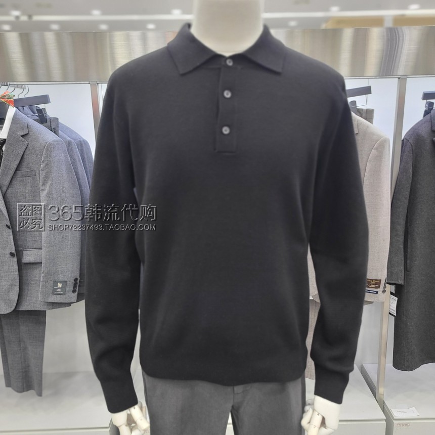 ZIOZIA ANDZ代购2025年春季韩版纯色翻领套头打底长袖羊毛衫休闲