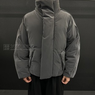 ZIOSONGZIO韩国代购2025年冬季炭灰色无帽立领加厚短款羽绒服外套