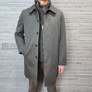 BASSO HOMME韩国代购25年冬季卡其色翻领配马甲中长鹅绒羽绒服男