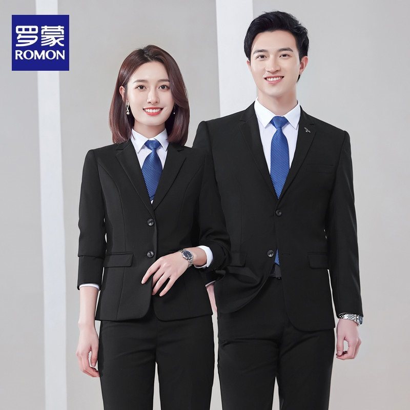 罗蒙西服套装男商务职业正装男女同款外套上班工作服新郎结婚礼服