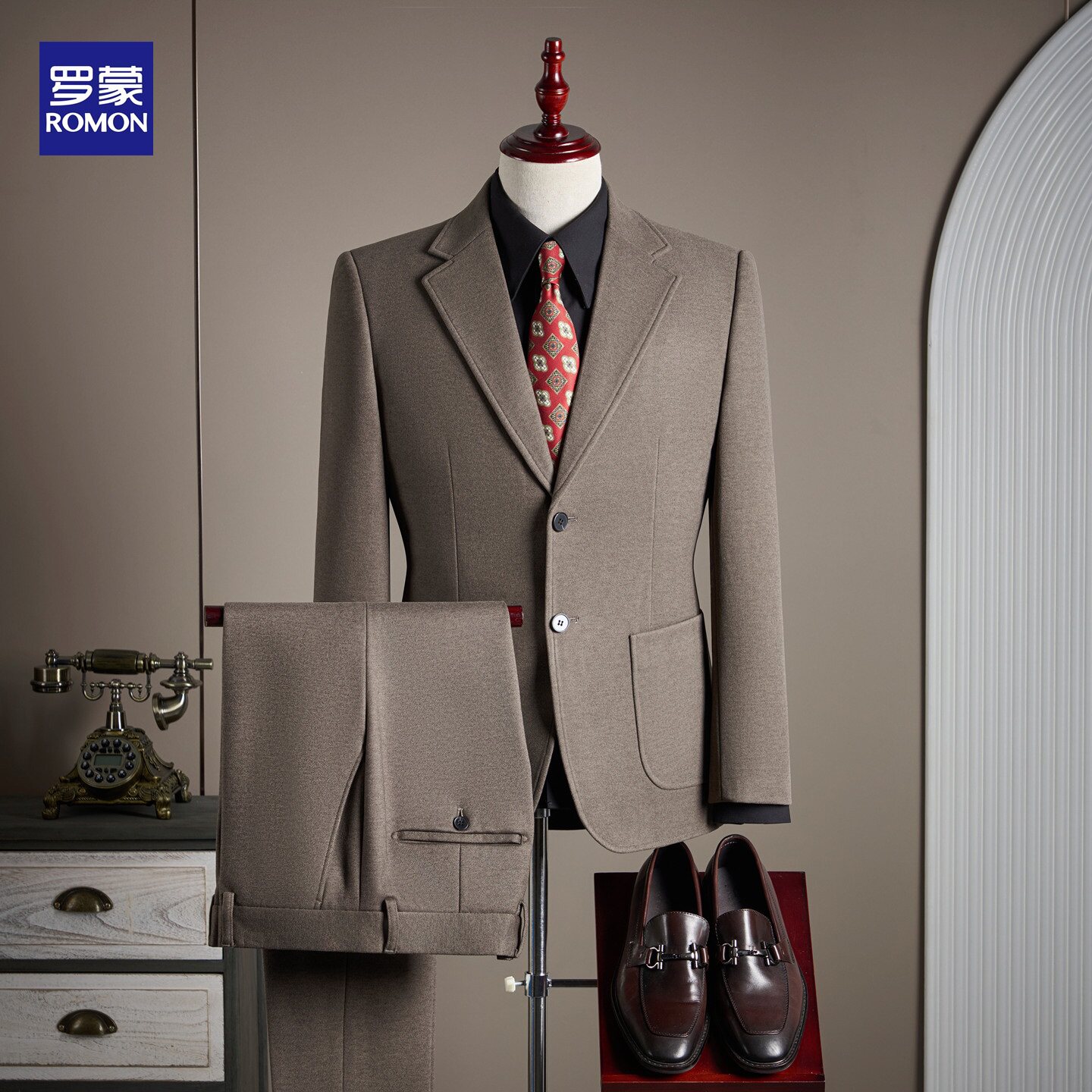 罗蒙星空呢西装男套装结婚正装