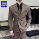 男士 商务正装 高级感修身 罗蒙双排扣西服套装 西装 英伦新郎结婚礼服
