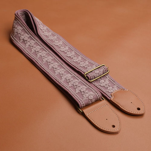 纯手工紫色蕾丝吉他背带通用