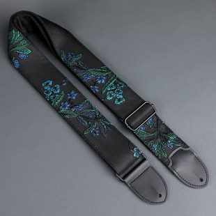 原创牛皮头暗夜花影通用吉他背带适用各种电吉他贝斯民谣木吉他