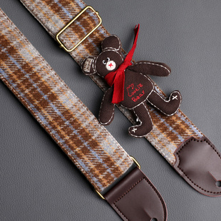 原创粗哈尼熊通用吉他背带适用各种电木吉他琴带贝斯民谣琴带个性