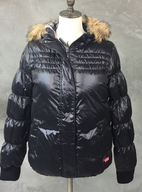 VANS范斯现货 Jkt 女款连帽羽绒服黑色超轻便冬款外套 VN-0UT2BLK