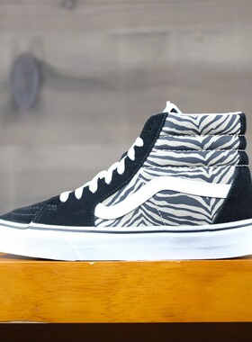 老万VANS范斯Sk8-Hi男女斑马纹黑色麂皮高帮板鞋情侣VN0A32QG9XB