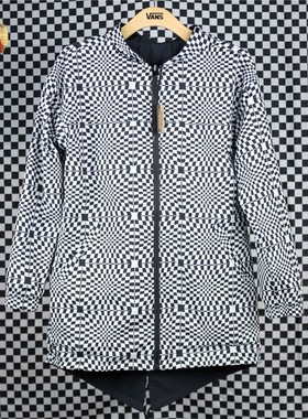 老万VANS女子春季黑色棋盘格双面穿运动休闲夹克外套 VN0A34FMUVD