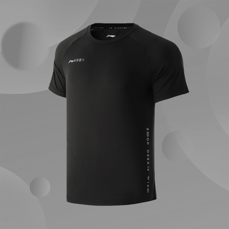 正品李宁新品跑步系列男子反光速干凉爽运动短袖T恤ATSR051