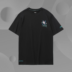 男子短袖 李宁正品 潮流休闲时尚 运动透气新品 AHSR073 T恤文化衫