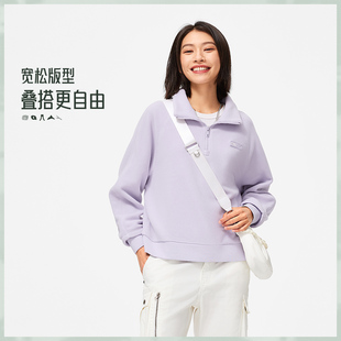 CROSS女子加绒保暖宽松套头简约立领摇粒绒卫衣AWDU892 李宁正品