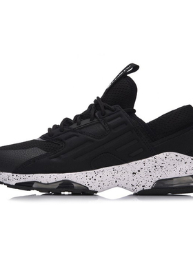 李宁正品男女鞋 2017冬季新款全掌气垫小黑鞋运动鞋AGCM209