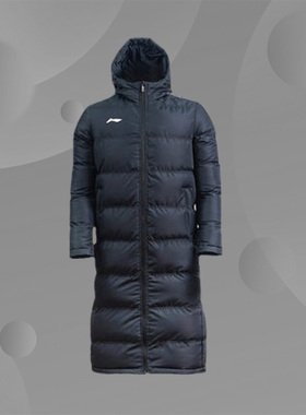 李宁棉服冬季男中长款过膝加厚保暖风外套连帽长款大衣AFMR463