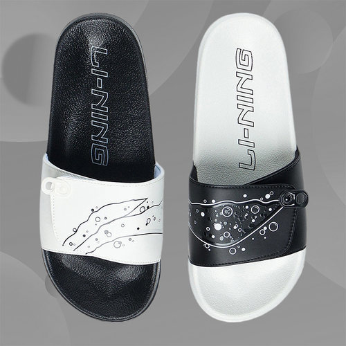 正品李宁男鞋22夏款LNSlipper潮流鸳鸯运动休闲软弹拖鞋AGAS001-1