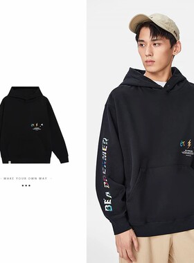 李宁韦德Dreamer系列男女同款加绒保暖宽松套头连帽卫衣AWDSI37