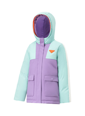 Lining/李宁正品冬季小童拼色连帽保暖防风鸭绒运动羽绒服YYMT058