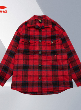 Lining/李宁正品春季新款女子时尚格子宽松休闲运动外套AFMT002