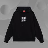 中国李宁22春夏潮流音乐节男女同款 宽松套头连帽方印卫衣AWDS220