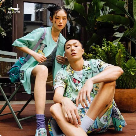 联名卡通满印拼接休闲短袖衬衫