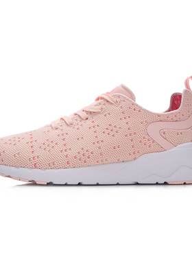 李宁女鞋休闲鞋春季新款透气轻便耐磨一体织小白鞋运动鞋AGCM076