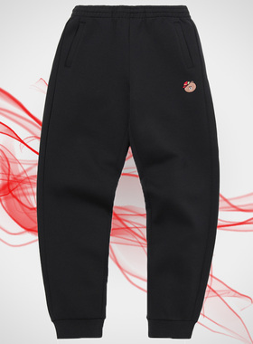 李宁正品女子秋冬季新款布朗熊联名运动束脚收口宽松裤子AKLQ974