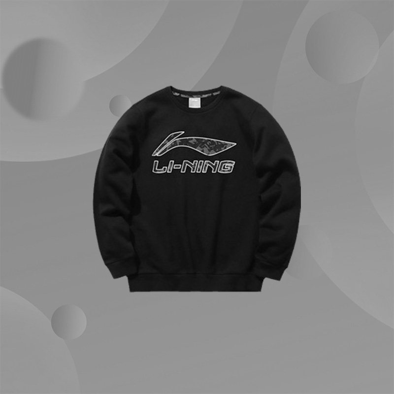 李宁卫衣男圆领冬季官方正品长袖T恤保暖无帽套头衫AWDQC45